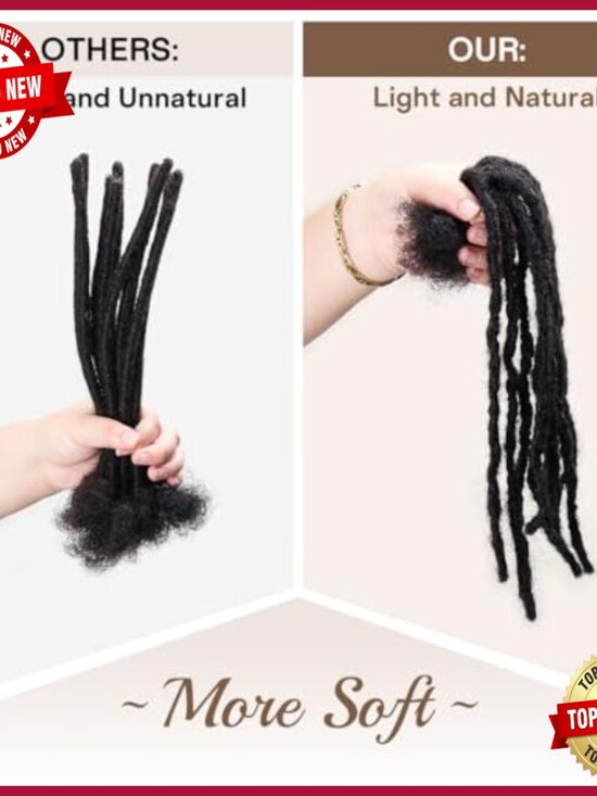 12 Inch Human Hair Dreadlock Extensions, 30 Strands, Permanent Interlocking Locs main image 6